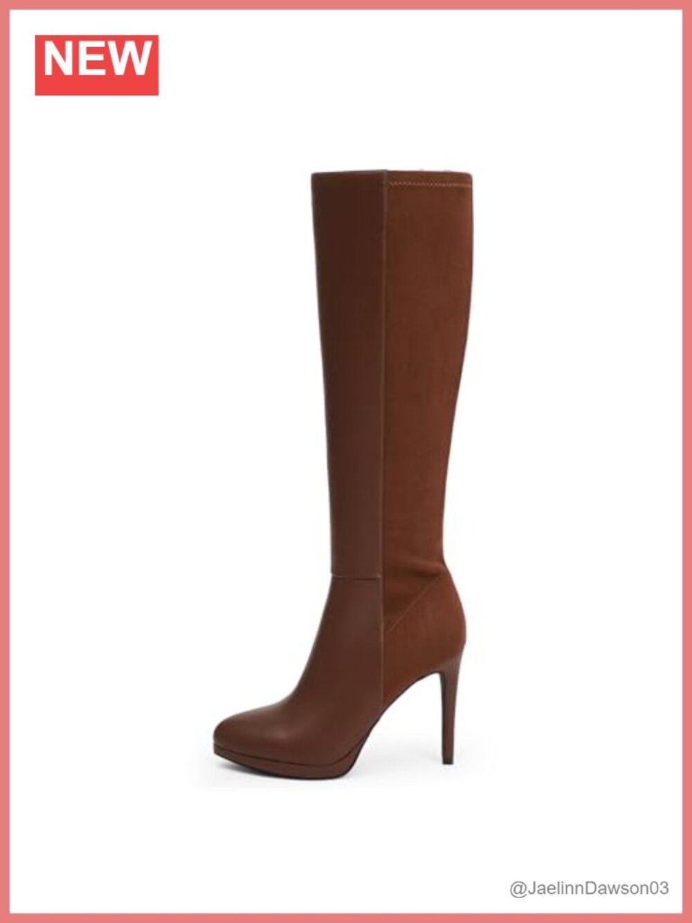 Women's Knee High Platform Boots Round Toe Stiletto Heel Faux Leather